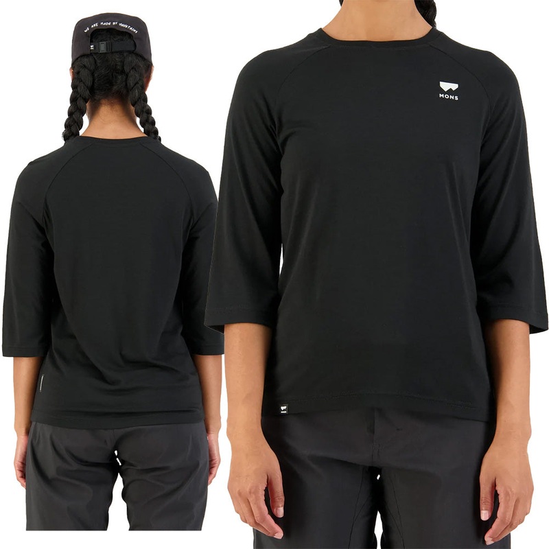 Mons Royale Tarn Merino Shift Raglan 3-4 Sleeve Women's Jersey - Women's XS - Black