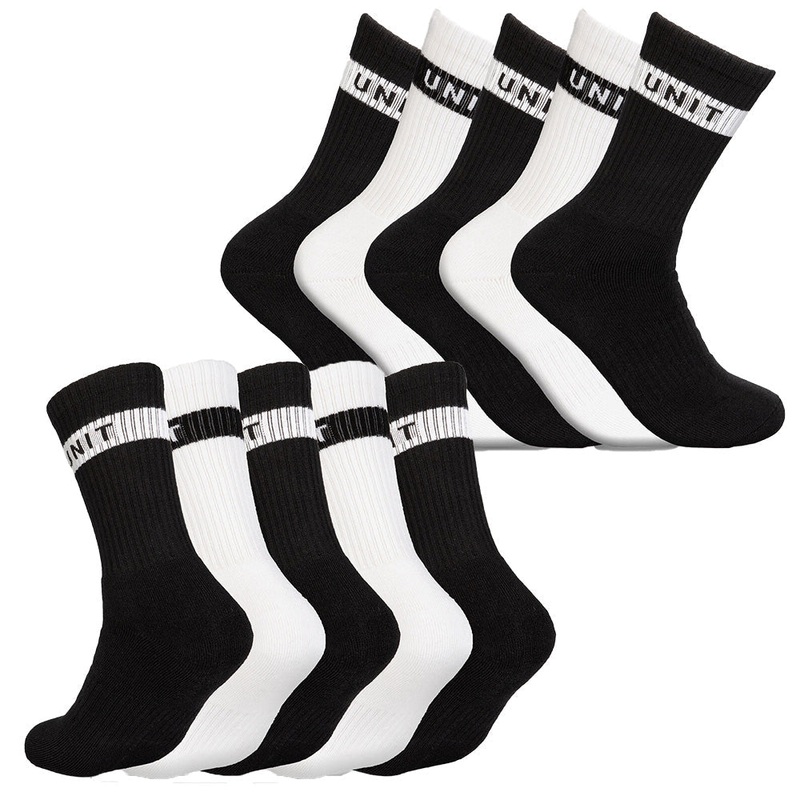 Unit Box 5-Pack Crew Socks - US 11 to 14 - Black - White - Multi