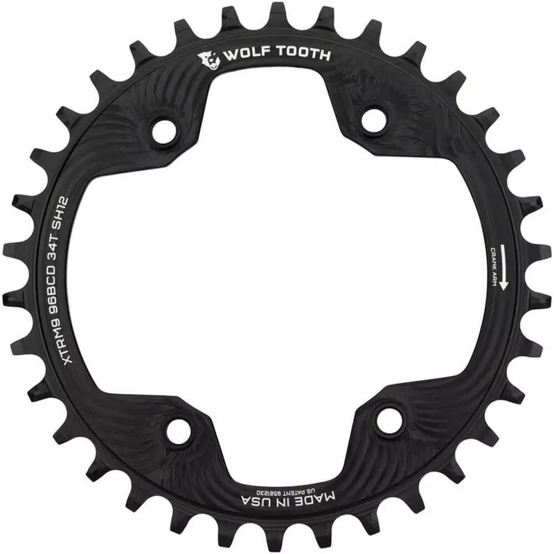 Wolf Tooth 4 Bolt Alloy Drop-Stop Chainring - 96 BCD - Shimano XTR 9000-9020 - Round - Black - 30T