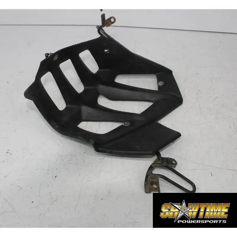 08-14 KAWASAKI KSF450 KFX450R RIGHT FOOT HEEL GUARD BRACKET (SEE DESCP)