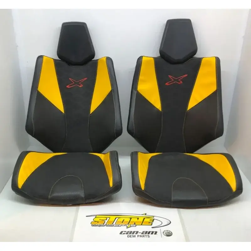 OEM Can-Am Maverick 1000 R X3 Turbo Black Yellow Seat Back Cushion Bottom Set 2