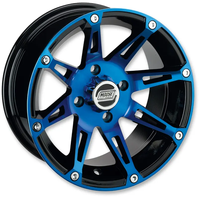 Moose offroad Wheel - 387X - Front - Anodized Blue/Black - 12x7 - 4/156 - 4 3 Polaris/Kawasaki