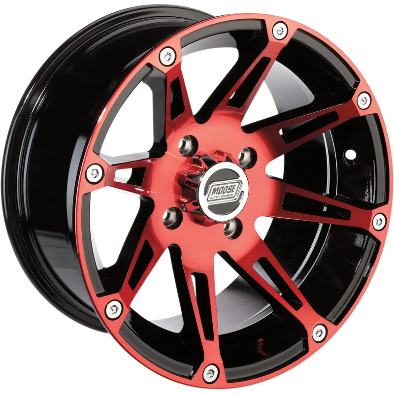 Moose offroad Wheel - 387X - Front - Anodized Red/Black - 12x7 - 4/156 - 4 3 Polaris/Kawasaki