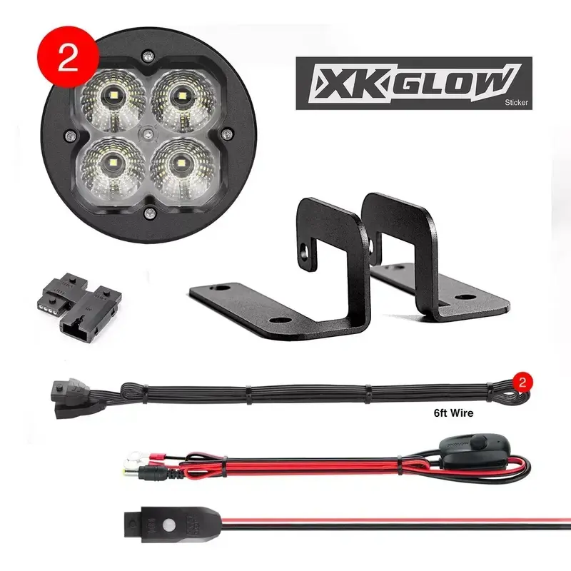 20W XKGLOW Round RGB POD Fog LIght Kit XK065003-D-KIT 653-0086 Brand New NOS