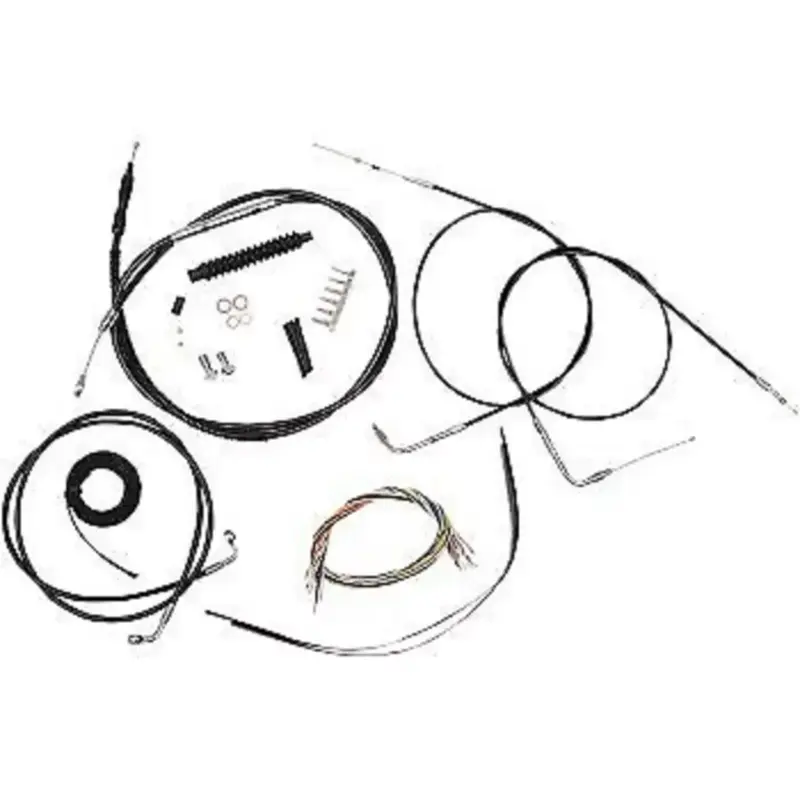 LA CHOPPERS Black Vinyl Braided Handlebar Cable/Brake Line Kit