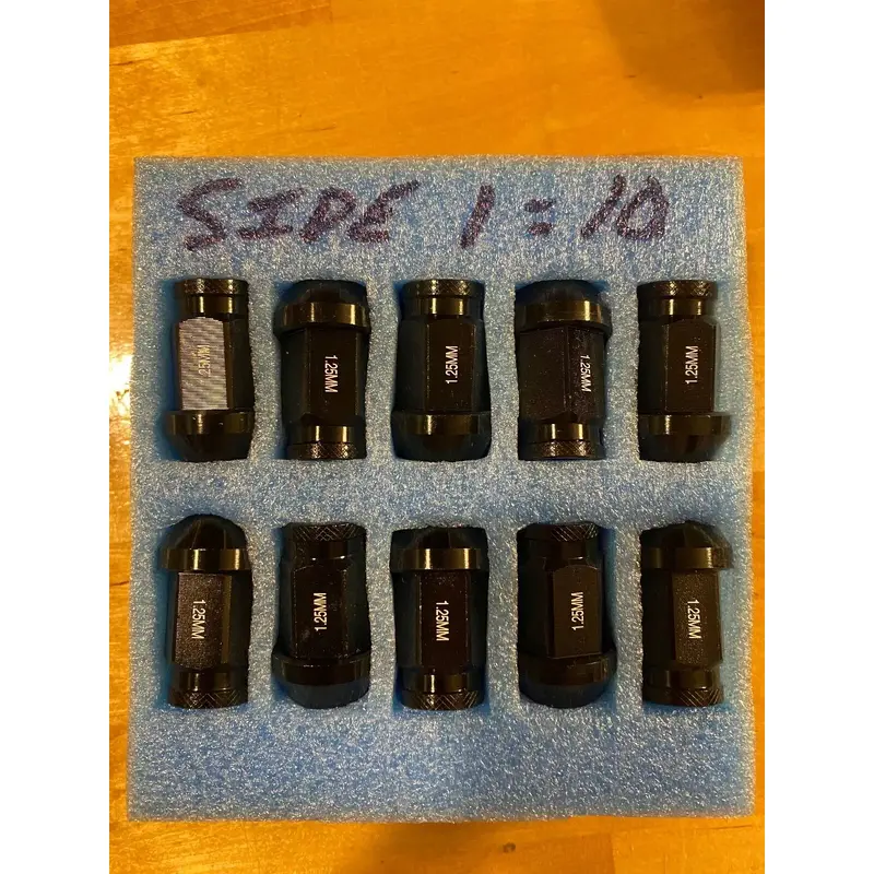 QUANTITY 20 Wheel Lug Nuts 1.25 mm OPEN END BLACK