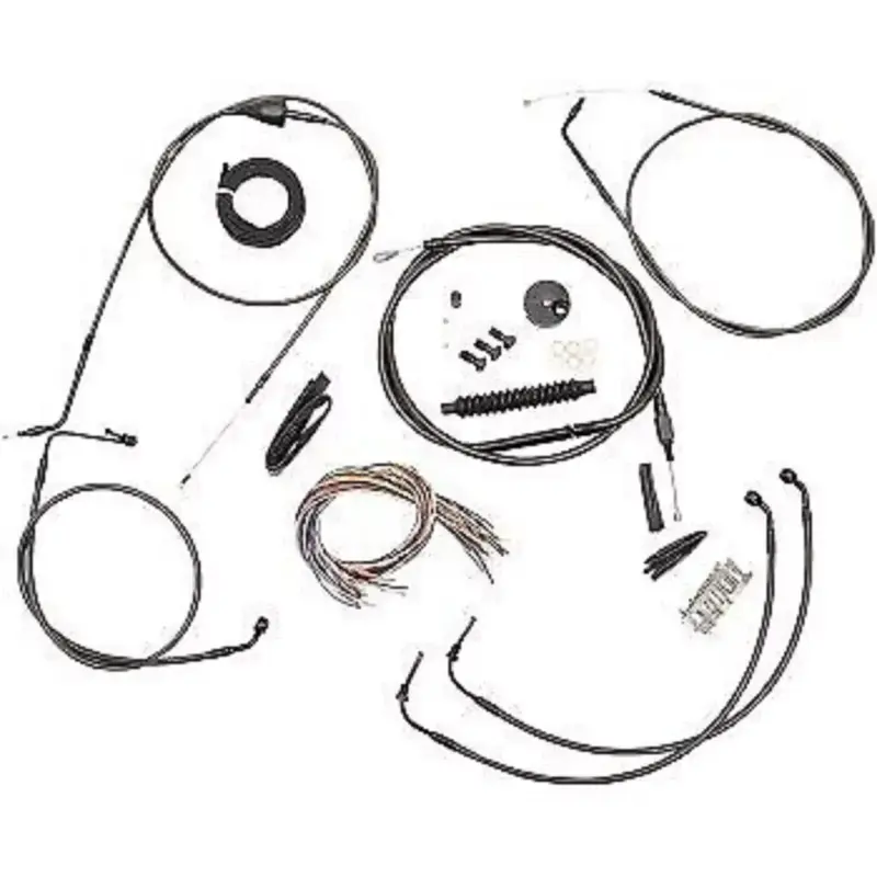 LA CHOPPERS LA-8005KT2A-13M Black Midnight Braided Handlebar Cable/Brake Kit