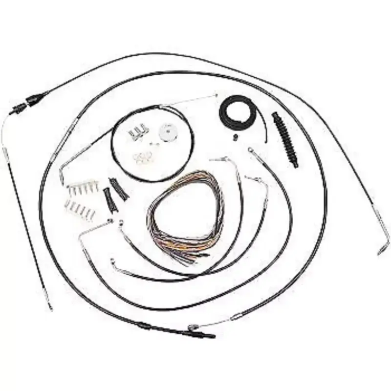 LA CHOPPERS LA-8006KT2A-16B Black Vinyl Braided Handlebar Cable/Brake Line Kit