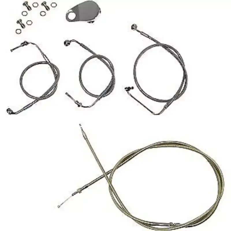 LA CHOPPERS Stainless Braided Handlebar Cable/Brake Line Kit 12-14"