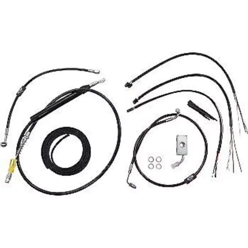 LA CHOPPERS LA-8155KT2-16B Black Vinyl Braided Handlebar Cable/Brake Kit 15-17"