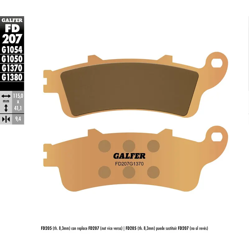 GALFER BRAKE PADS SINTERED FD207G1370 FD207G1370