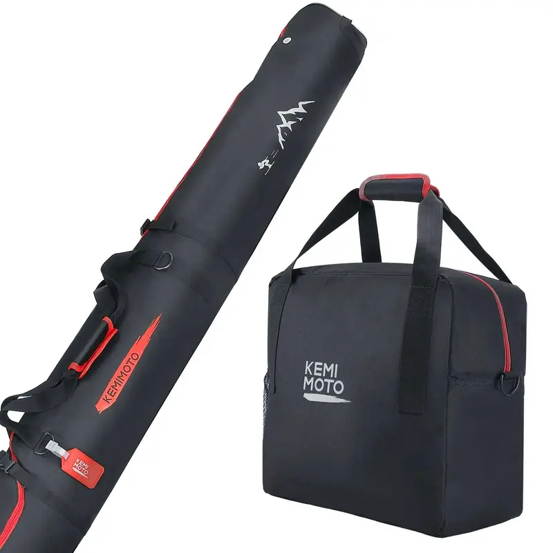 Ski Bag & Boot Bag Combo Fit Skis Up to 78.74 inches ( Red )