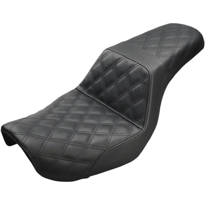 SADDLEMEN Step-Up Seat - Full Lattice Stitch - Black - Dyna 804-04-175