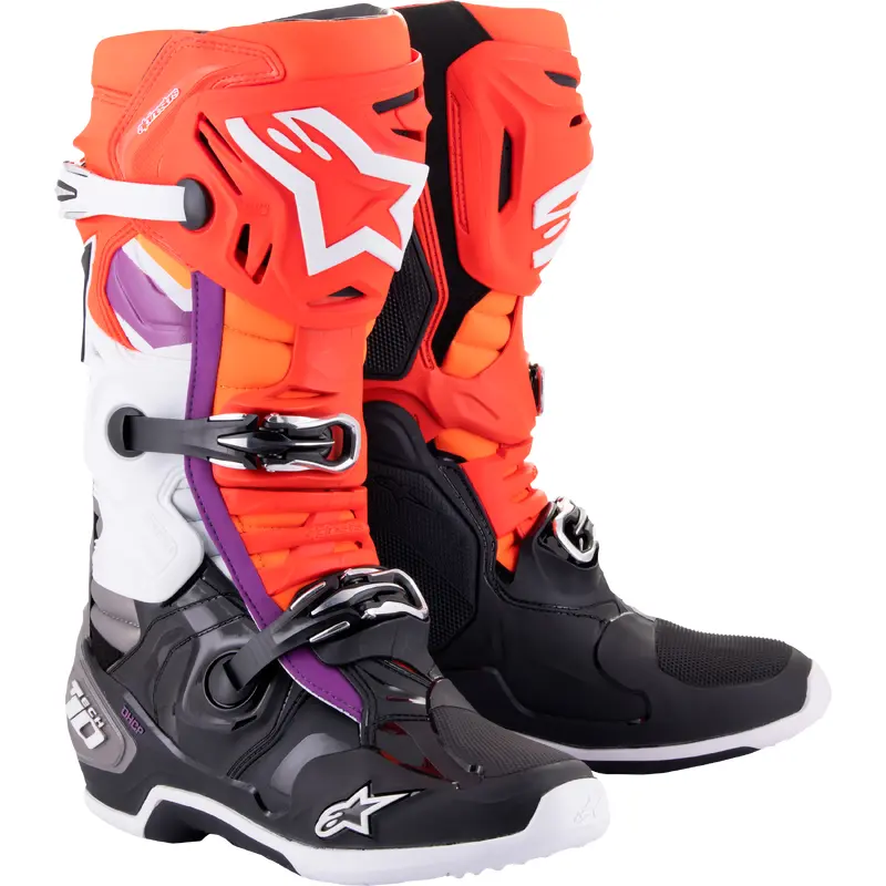 Tech 10 Boots Blk/Flo Red/Flo Org/Wht Sz 8