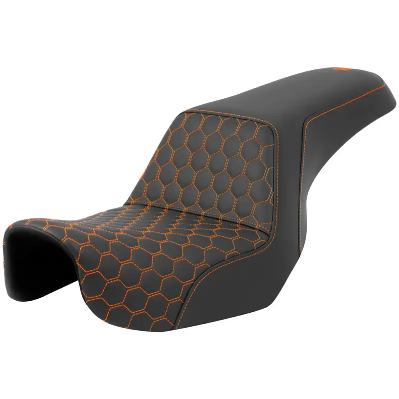 SADDLEMEN Step-Up Seat - Honeycomb - Orange Stitching - Dyna '06-'17 806-04-17703