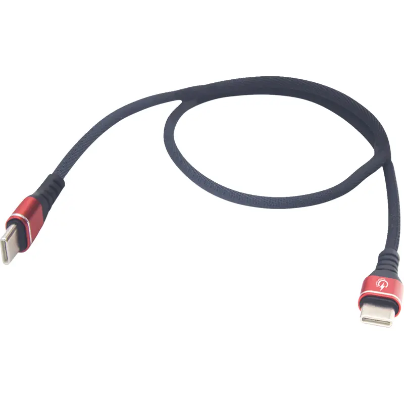 RIDEPOWER Male USB-C to Male USB-C Cable - Phone - Charger - 12" - Black/Red RPUSBCUSBC12