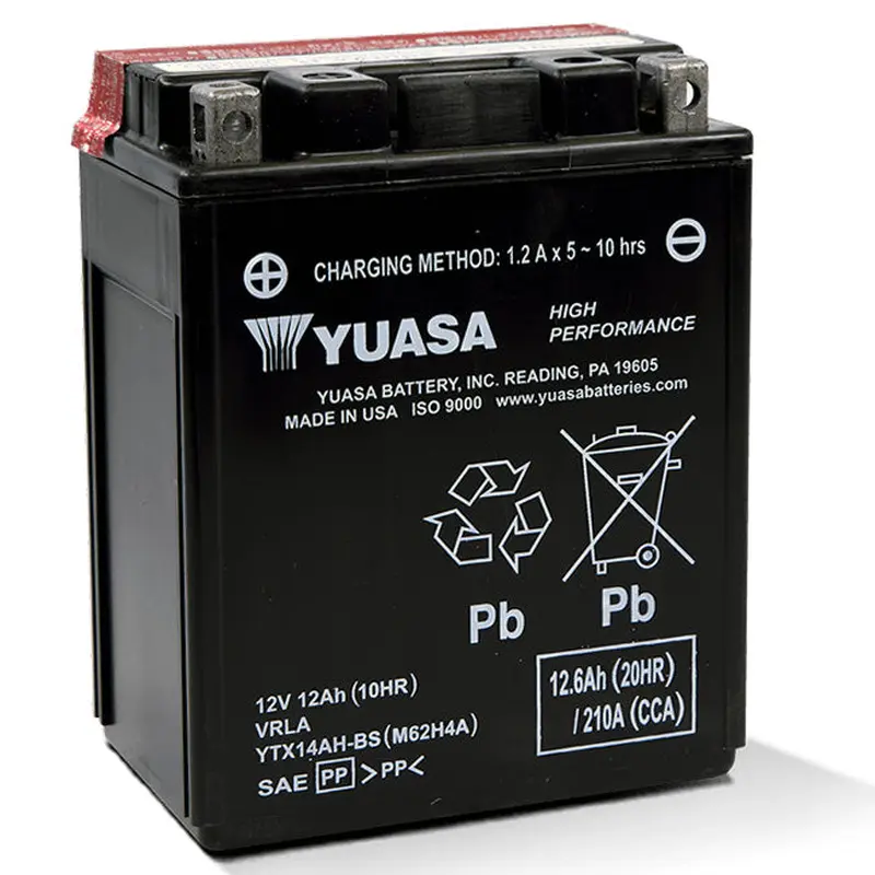 YTX14AHL-BS DG Battery with 0.66ltr acid pack Made in USA Yuasa (EYTX14AHLBSPK)