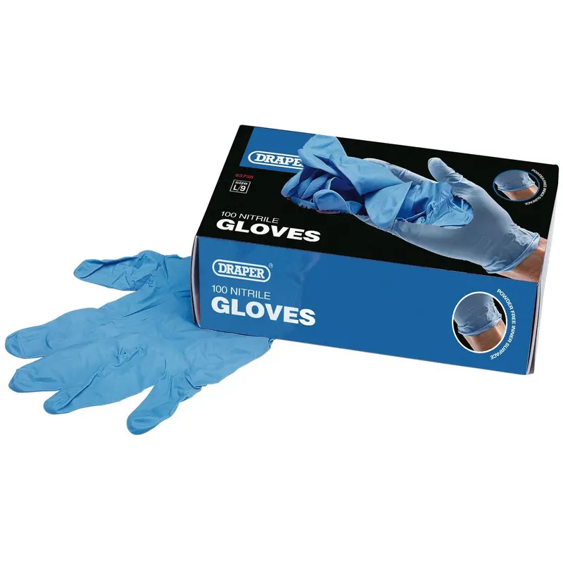 Draper Nitrile Gloves, Large (Box Of 100) - NGSB-100L