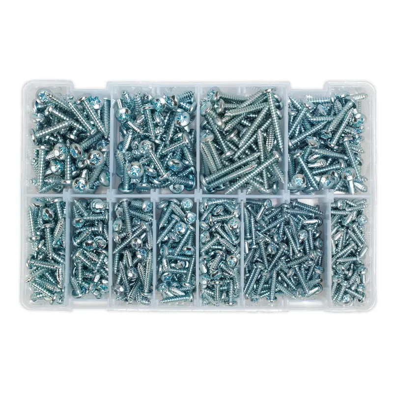 Self-Tapping Screw Assortment DIN 7981CZ 700pc Pan Head Pozi Zinc - AB063STPH