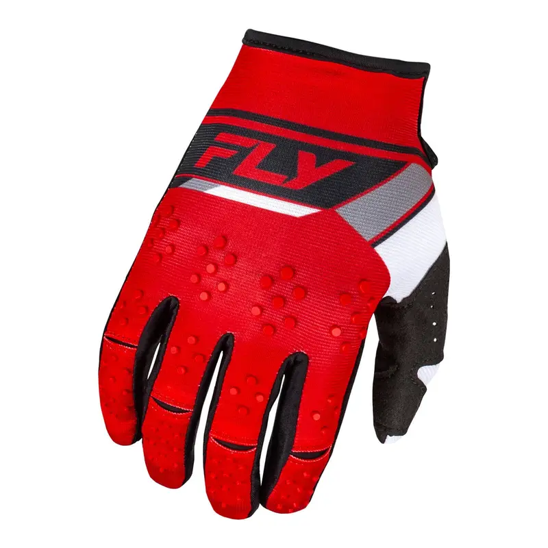FLY Racing Kinetic Prix Gloves - Red / Grey / White