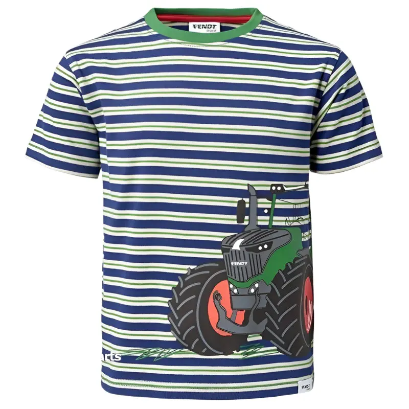 Fendt Kids' Striped T-Shirt  Soft Cotton, Tractor Print | X99101904C