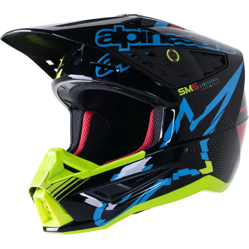 S M5 Action Helmet Black/Cyan/Fluo Yellow Lg