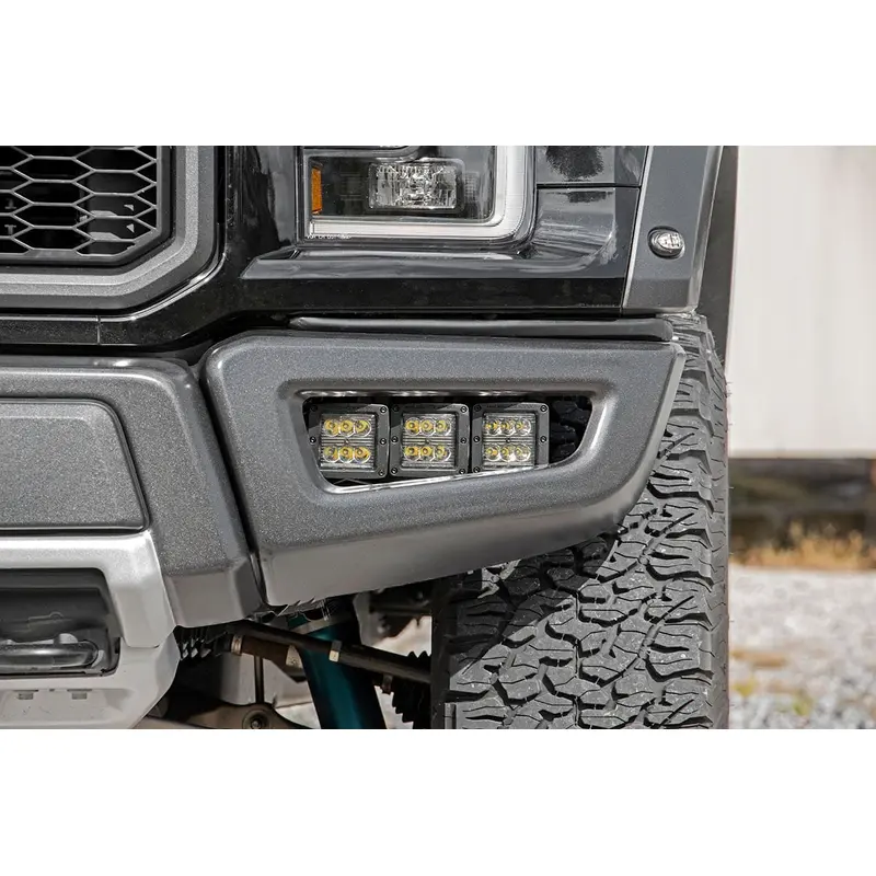 LED Light Kit | Fog Mount | Triple 2" Black Pair | Amber DRL | Ford Raptor (17-20) | 70700DRLA