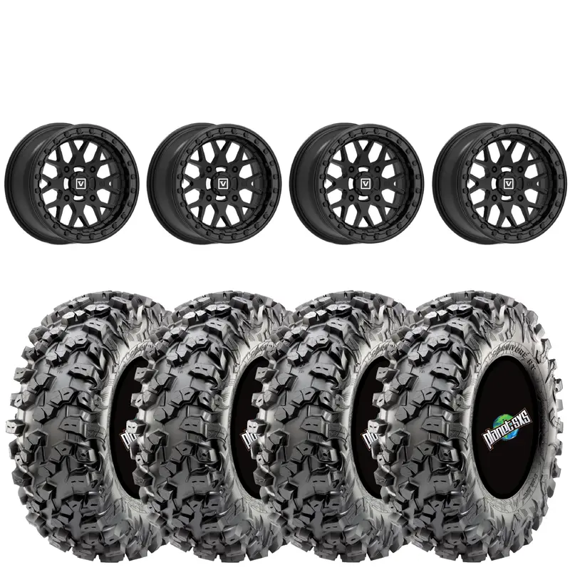 Valor V07 Beadlock 15x7 5+2 4/137 Satin Black on Maxxis Carnivore RT 32x10-15