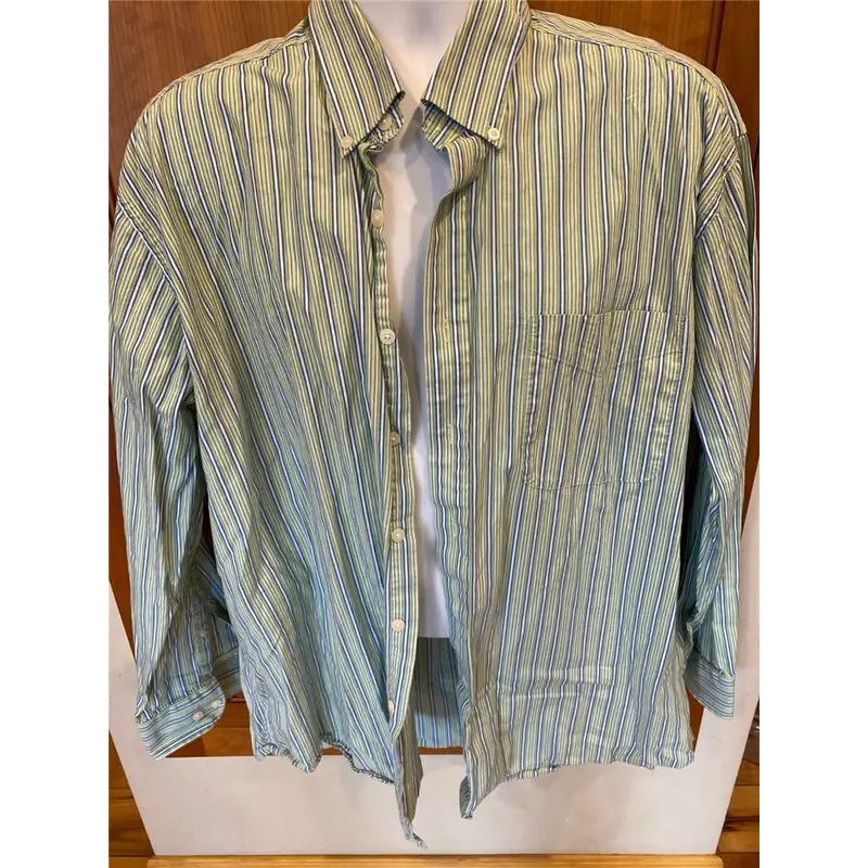 Mens Alan Flusser XL Extra Large Striped Casual Dress Shirt