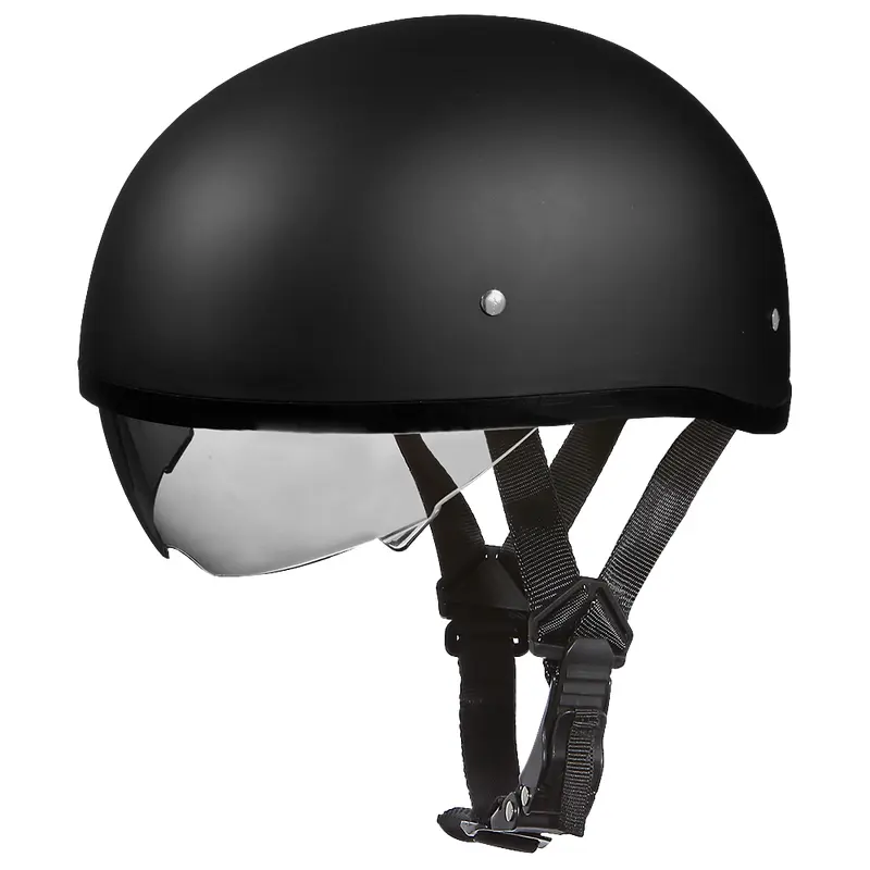 D.O.T. Daytona Skull Cap W/ Inner Shield- Dull Black