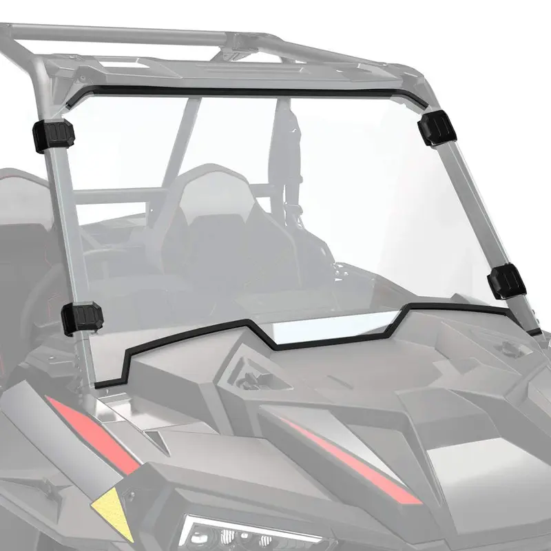 Front Full Windshield with 4 Black Clamps for Polaris RZR