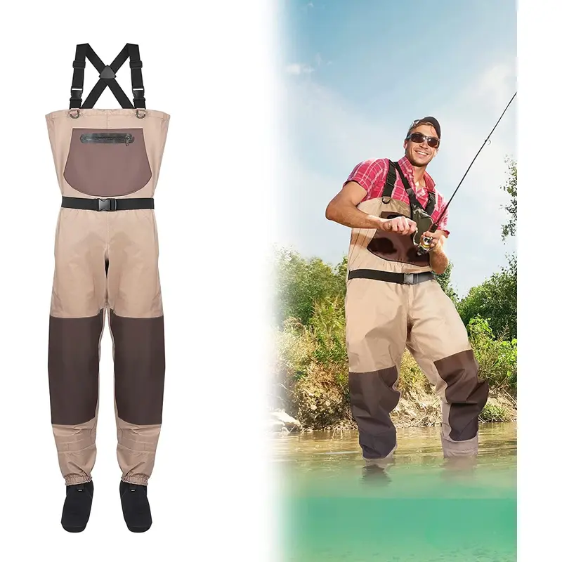 Men's Waders Pants Breathable Chest Wader for Fly Fishing & Duck Hunting, Khaki