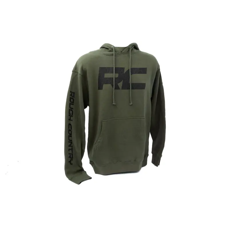 Rough Country | Rough Country Hoodie | RC Topographical Sleeve | Army Green | LG | 94096LG