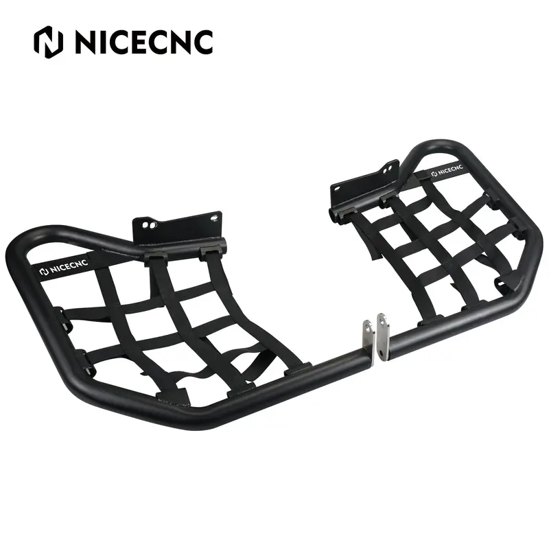 Pair ATV Nerf Bars Peg Heel Guards Netted Protection For Yamaha Raptor 700 06-24