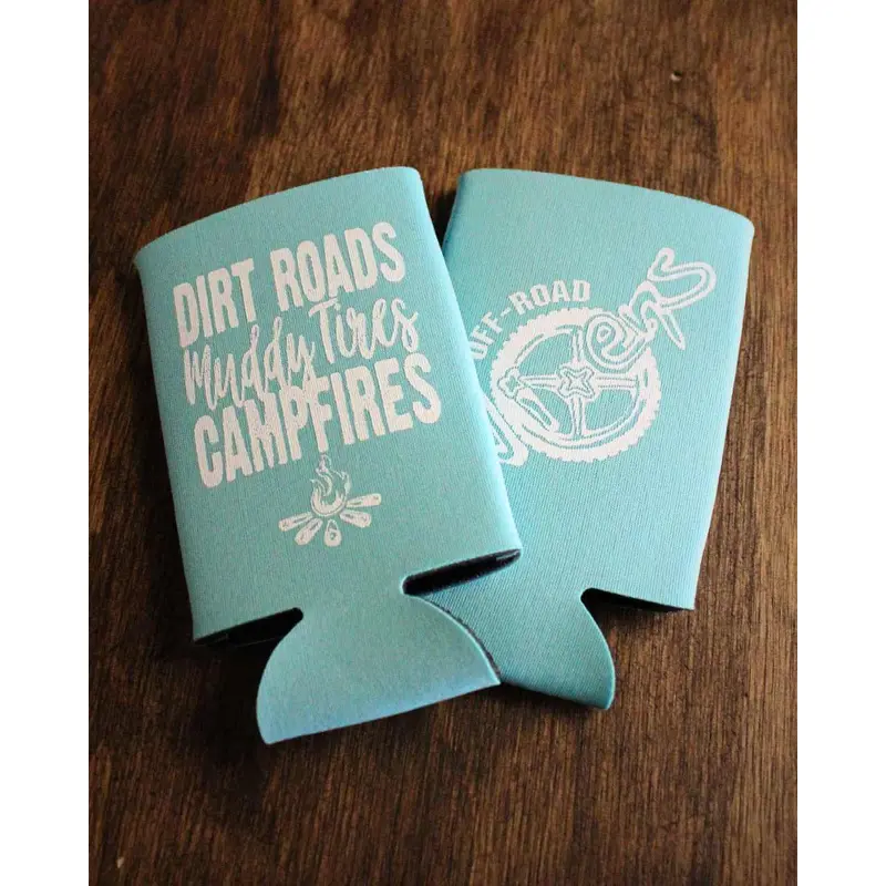 Dirt Roads Slim Can Koozie - Turquoise