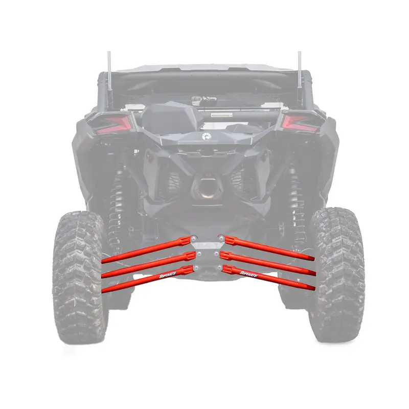 SuperATV Tubed Rear Radius Rods for Can-Am Maverick X3 (64" Body) - Red
