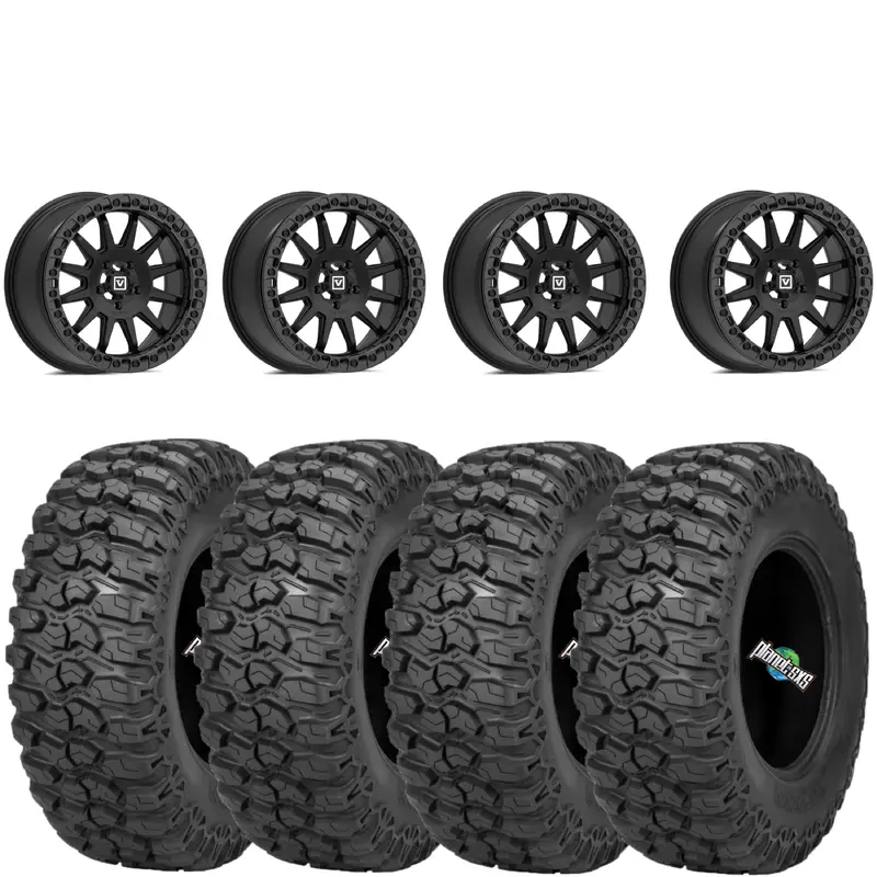 Valor Offroad V09 4/156 5+2 Satin Black beadlocks mounted on Sedona Trail Saw 2.0