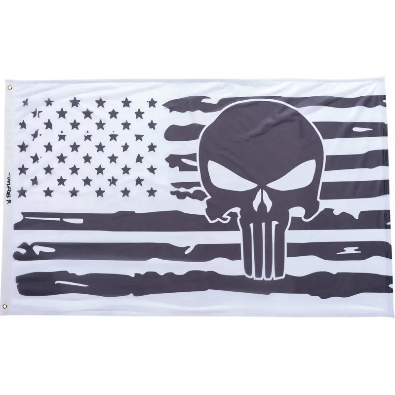 Black and White Punisher American Flag