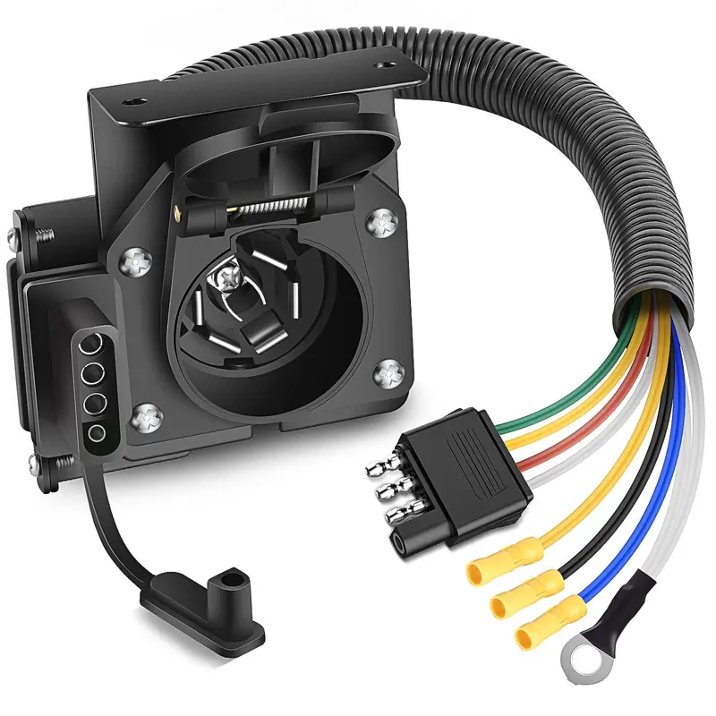 4 Way Flat to 7 Way RV and 4 Way Trailer Wiring Harness Adapter w