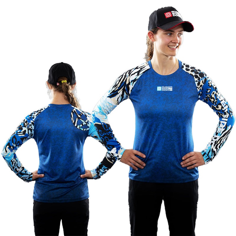 Rubber Side Down Women's Jungle Long Sleeve Jersey - Women's XS - Blue