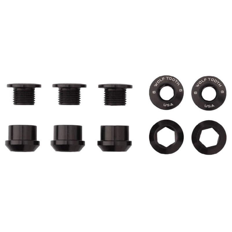 Wolf Tooth Anodized Alloy Chainring Bolts - Black - Set of 5 - 6mm